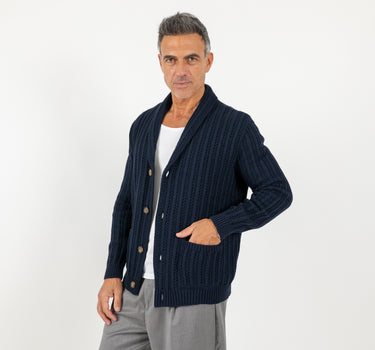Cardigan a giacca sciallato - Blu