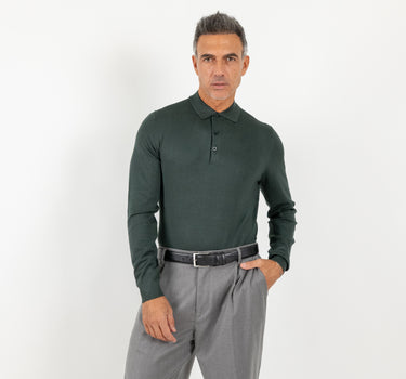 Long Sleeve Thread Polo - Green