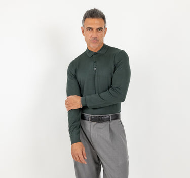 Long Sleeve Thread Polo - Green