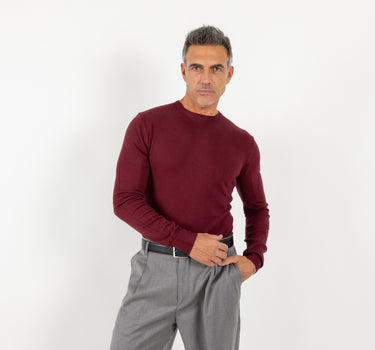 Maglia girocollo slim fit - Bordeaux