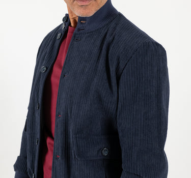 Bomber a costine con bottoni - Blu
