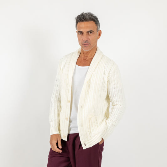 Cardigan a giacca sciallato - Bianco