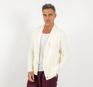 Cardigan a giacca sciallato - Bianco