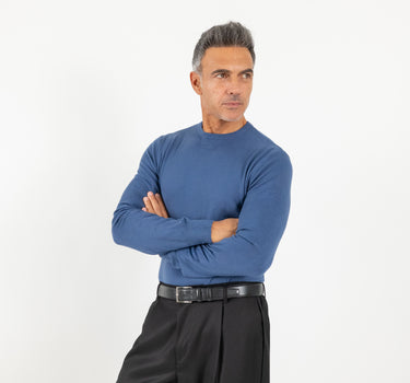 Maglia girocollo slim fit - Blu jeans