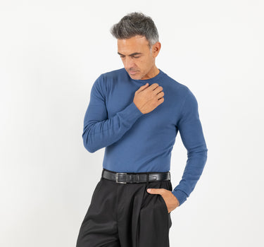 Maglia girocollo slim fit - Blu jeans