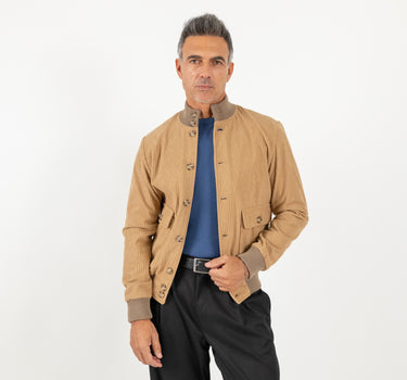 Bomber a costine con bottoni - Beige