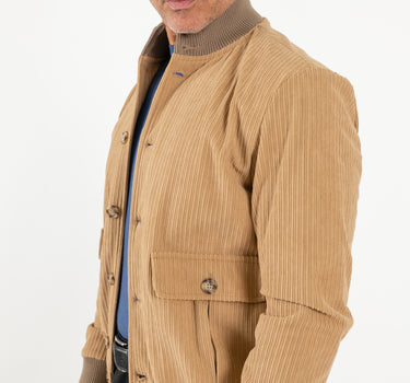 Bomber a costine con bottoni - Beige