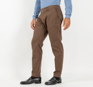 Pantalone in gabardina chiusura laterale - Marrone