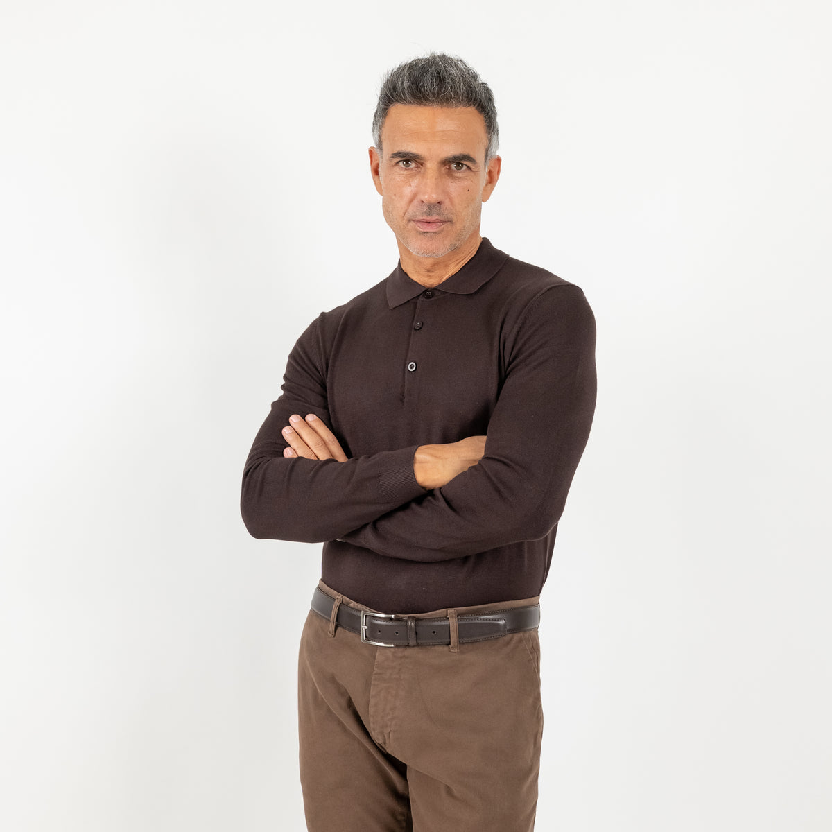 Polo in Filo a Manica Lunga - Moro