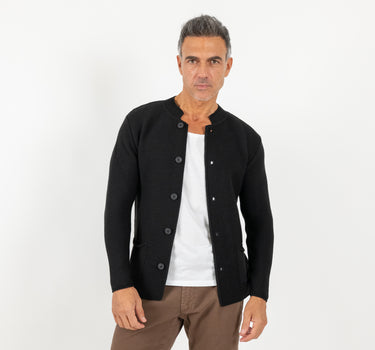 Cardigan a giacca scollo coreano - Nero