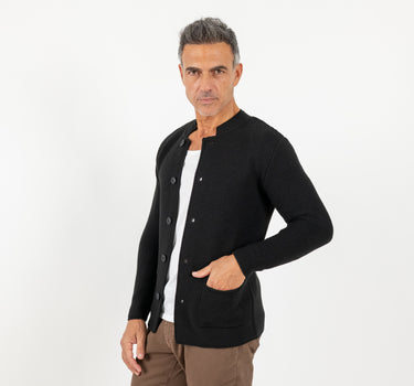 Cardigan a giacca scollo coreano - Nero