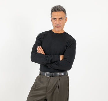 Maglia girocollo slim fit - Nero