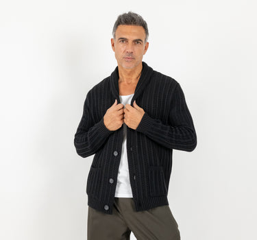 Cardigan a giacca sciallato - Nero