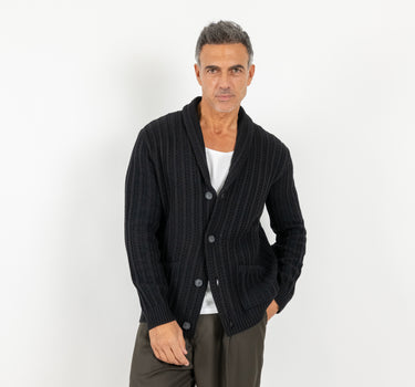 Cardigan a giacca sciallato - Nero