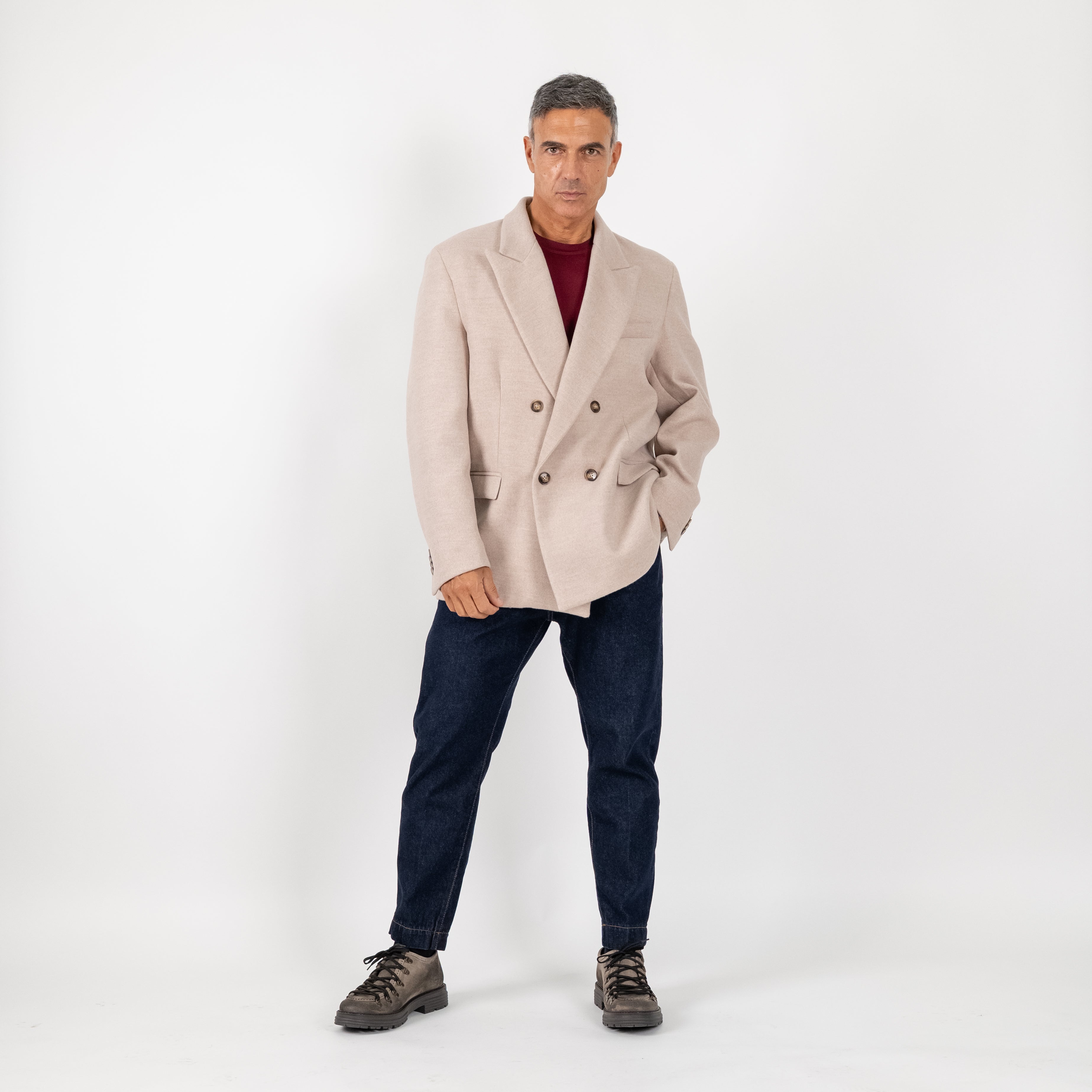 Cappotto corto doppiopetto oversize  - Avorio