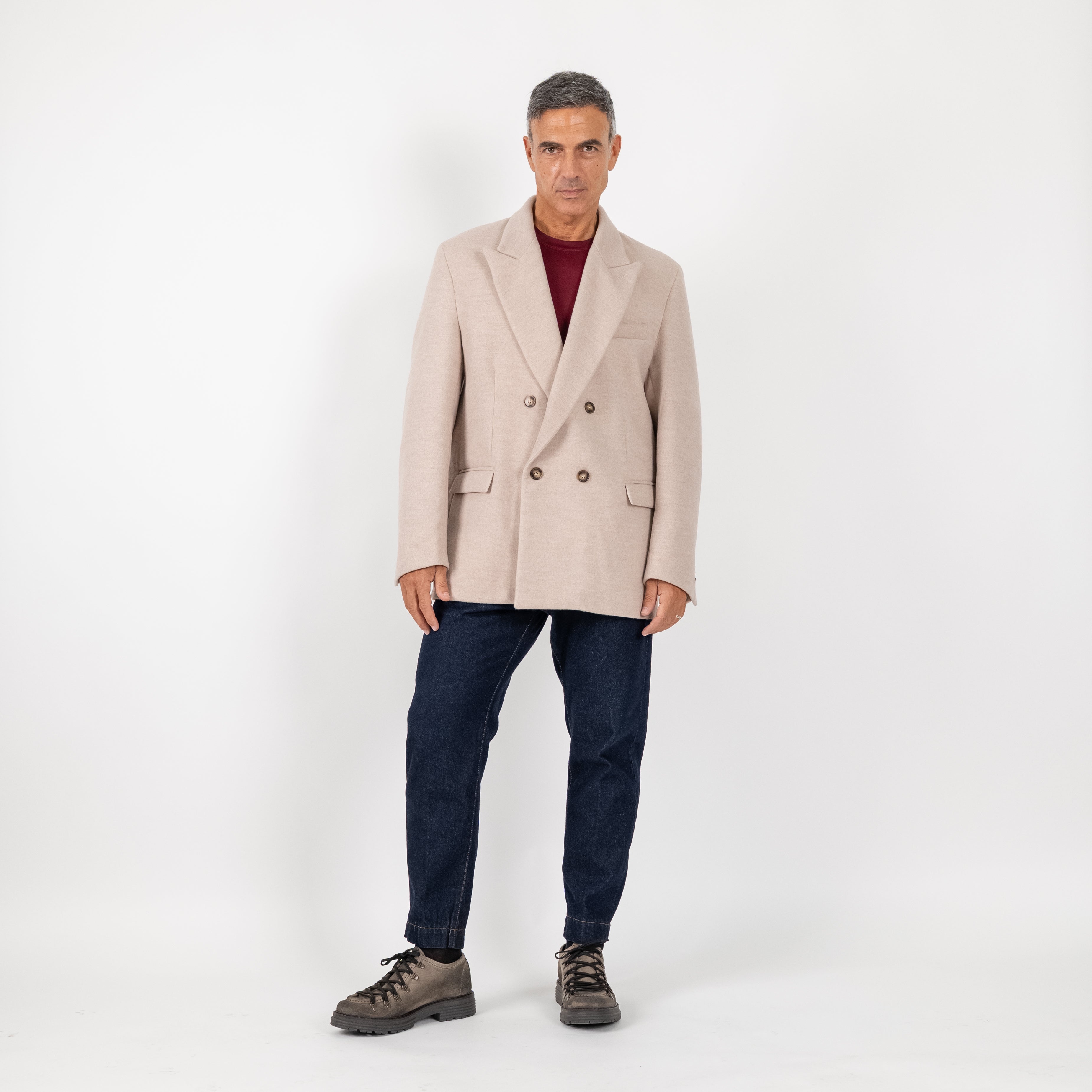 Cappotto corto doppiopetto oversize  - Avorio