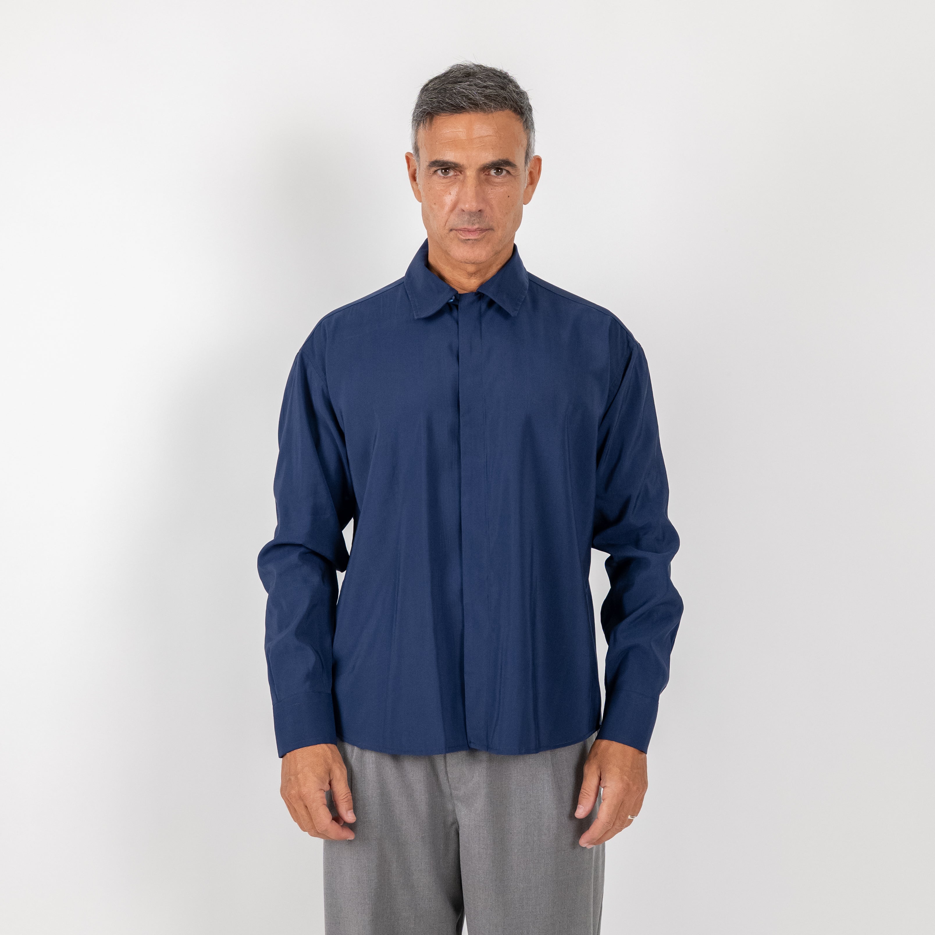 Camisa de viscosa de manga larga - Negro