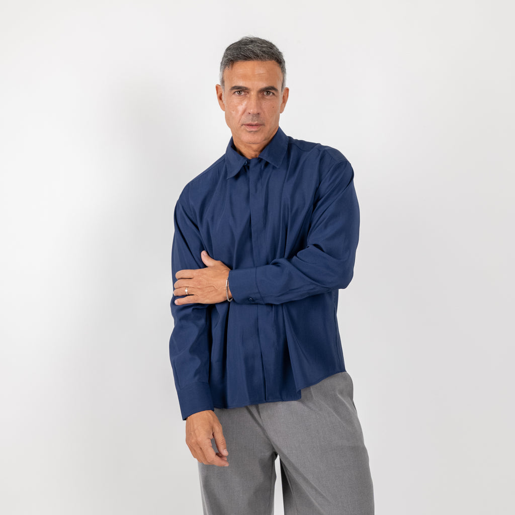 Long Sleeve Viscose Shirt - Black