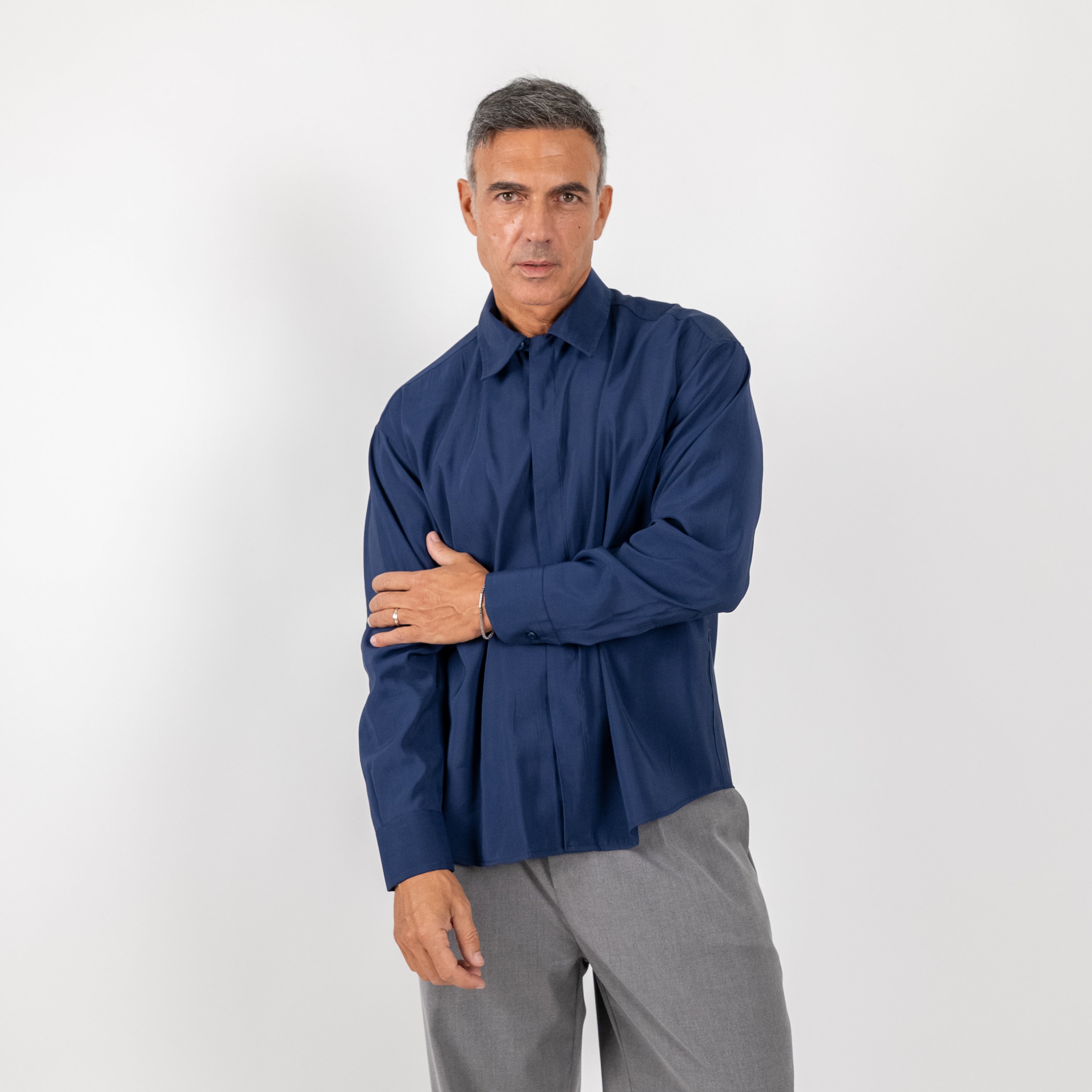 Camisa de viscosa de manga larga - Negro