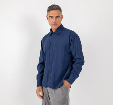 Long Sleeve Viscose Shirt - Black