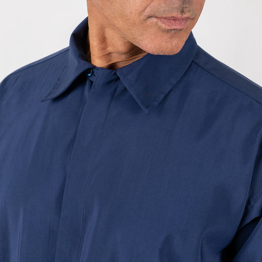 Camicia in viscosa con fintone coperto - Blu
