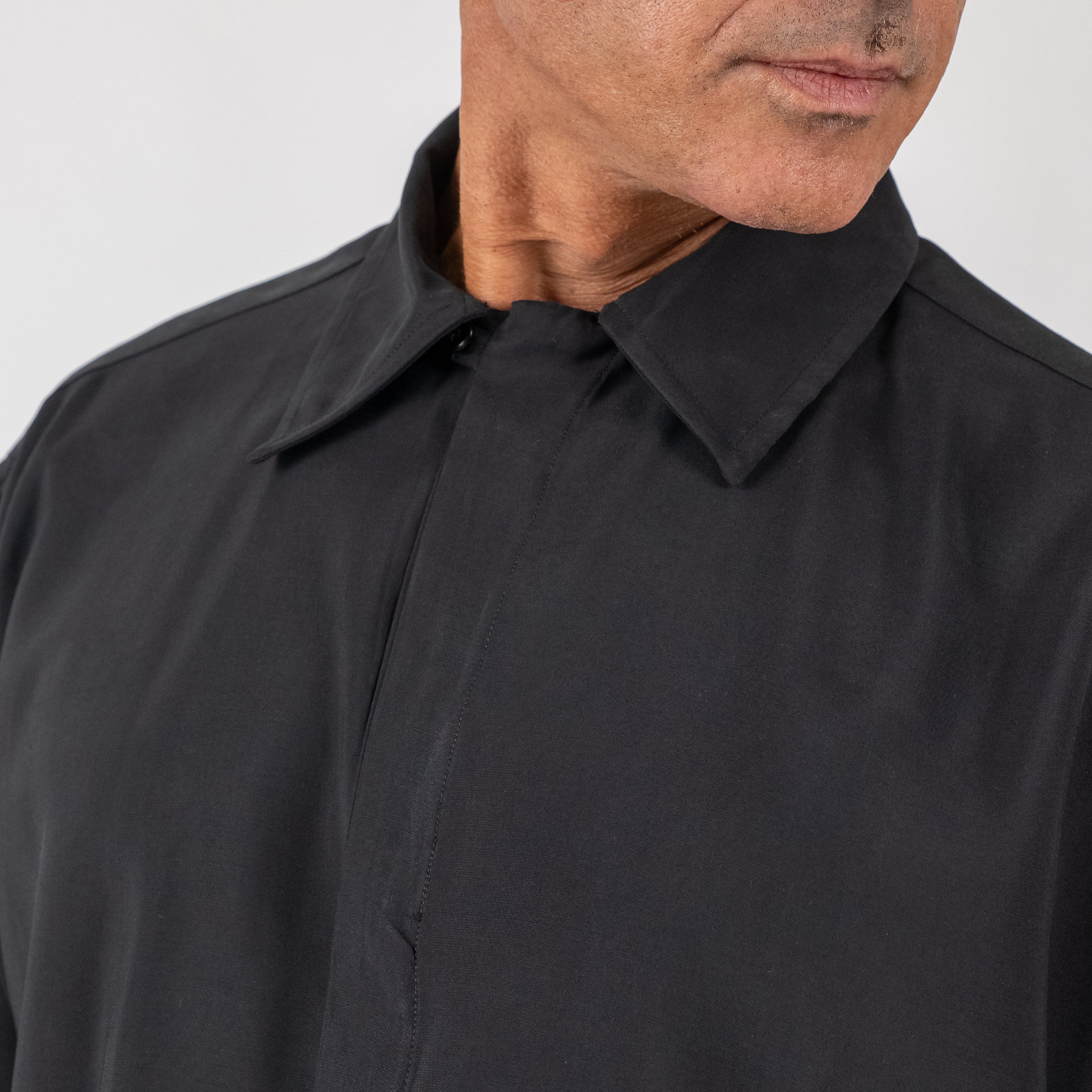 Camisa de viscosa de manga larga - Negro