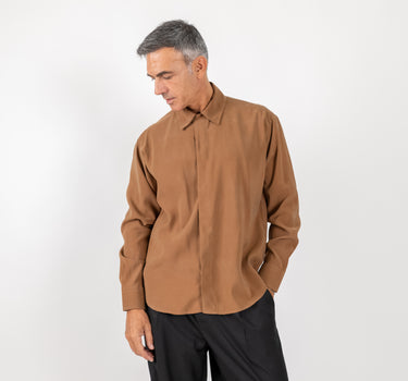 Long Sleeve Viscose Shirt - Black