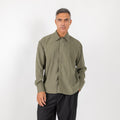 Camicia in viscosa con fintone coperto - Verde Militare