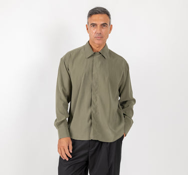 Long Sleeve Viscose Shirt - Black