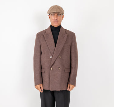 Cappotto corto doppiopetto oversize - Moro