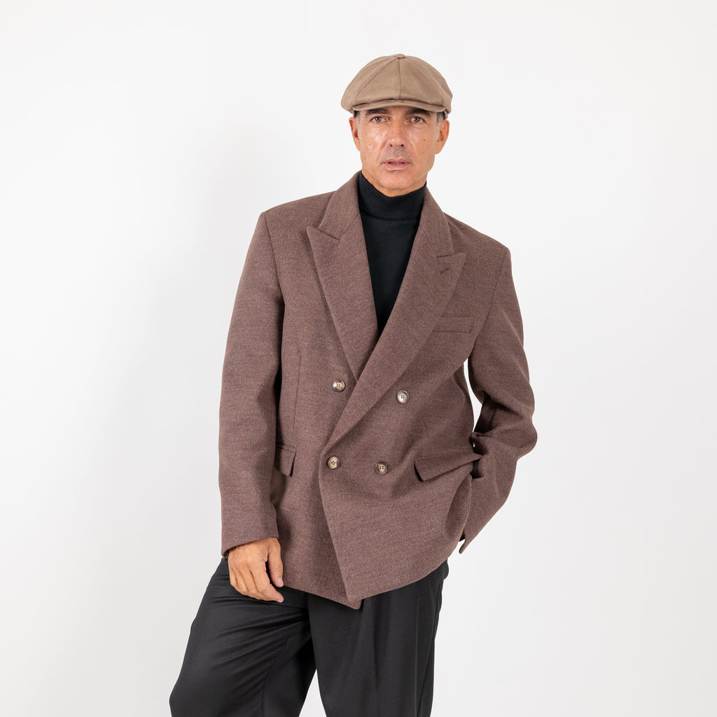 Oversized Double-Breasted Short Coat - Moro