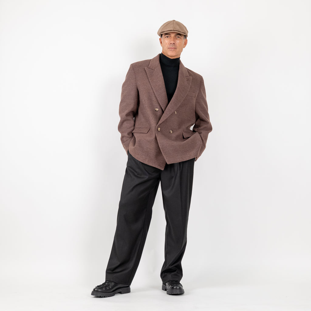 Oversized Double-Breasted Short Coat - Moro