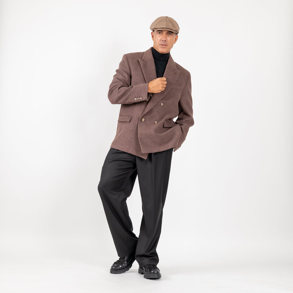 Oversized Double-Breasted Short Coat - Moro