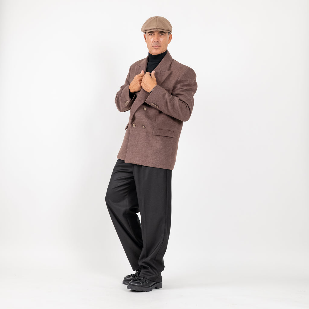 Oversized Double-Breasted Short Coat - Moro