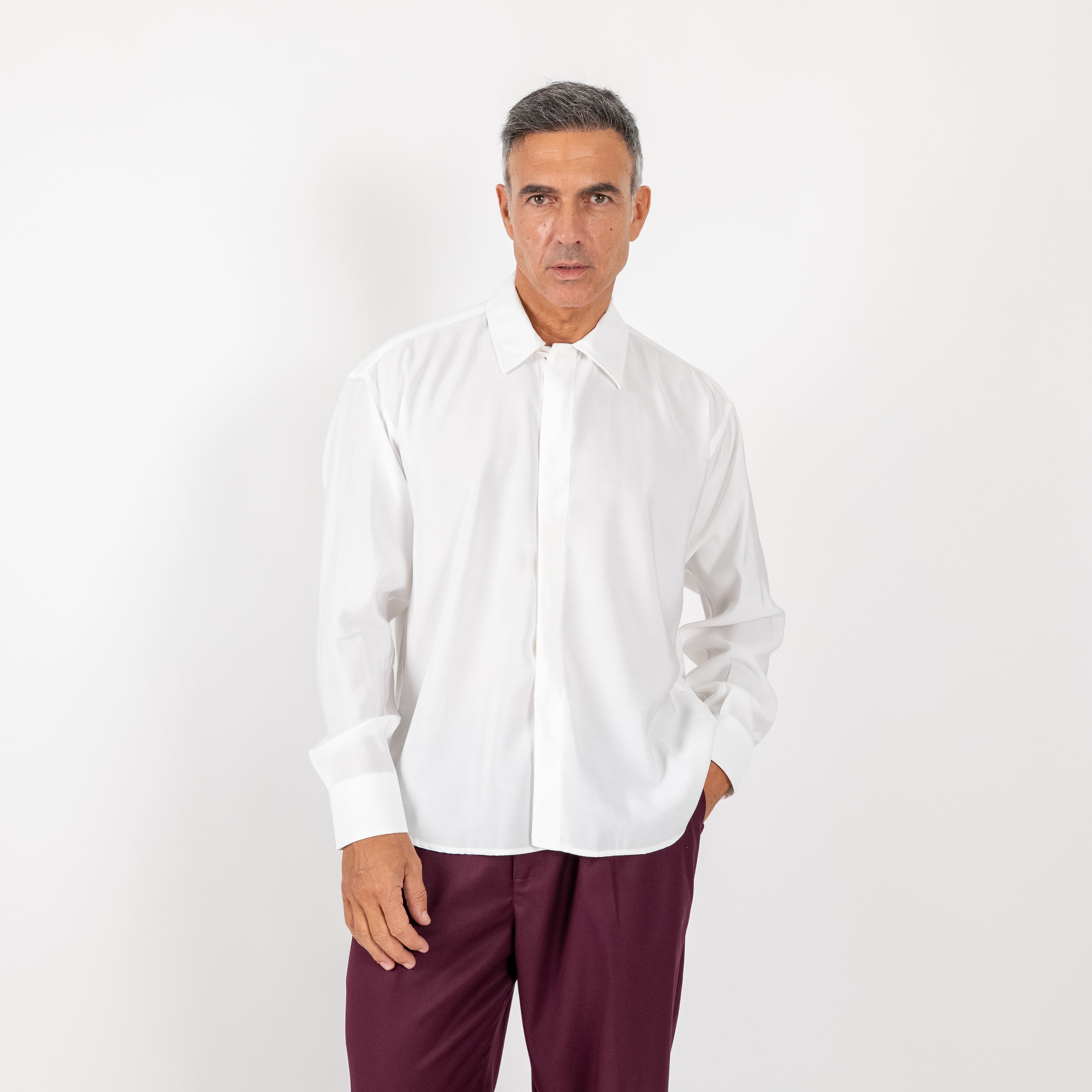 Camisa de viscosa de manga larga - Negro