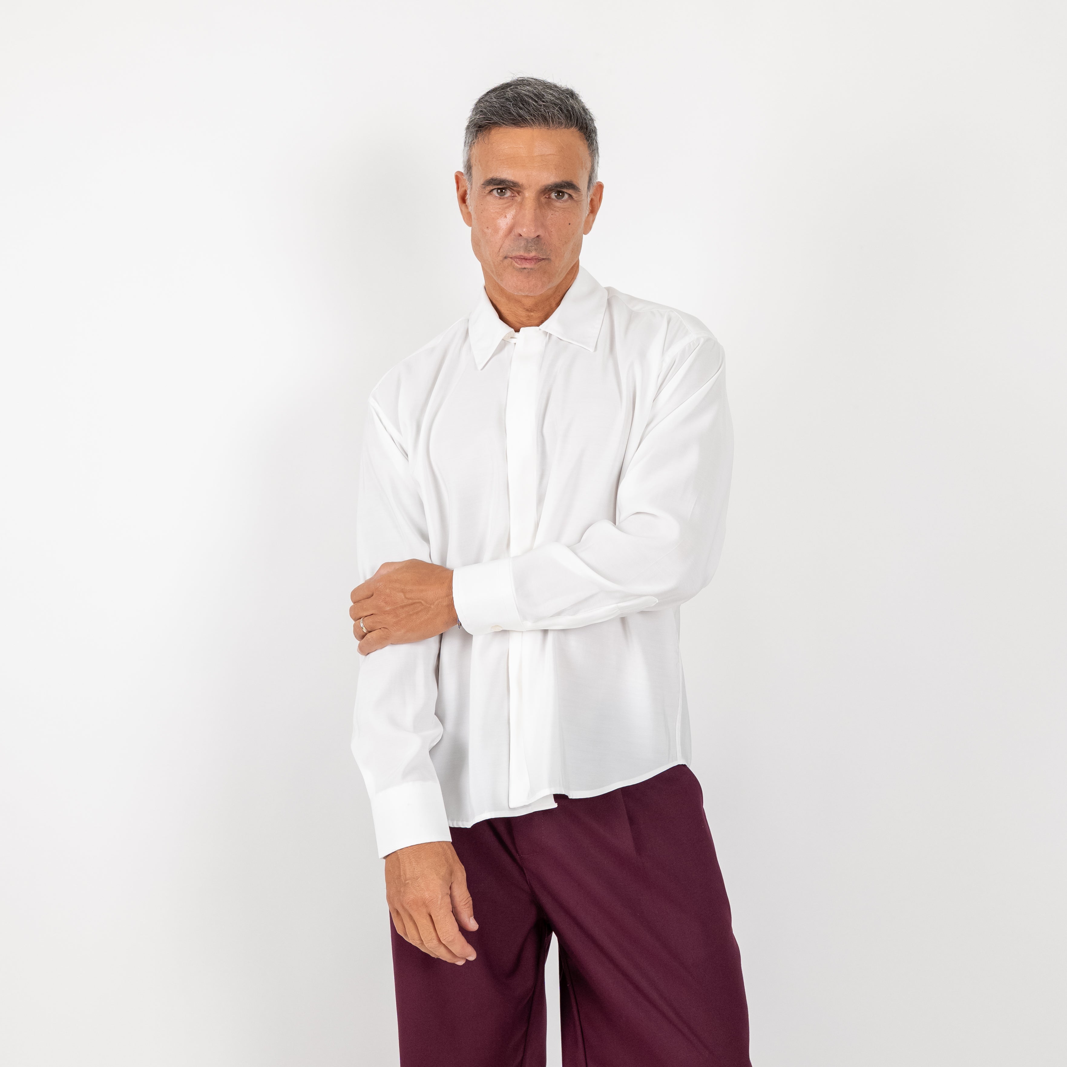 Camisa de viscosa de manga larga - Negro