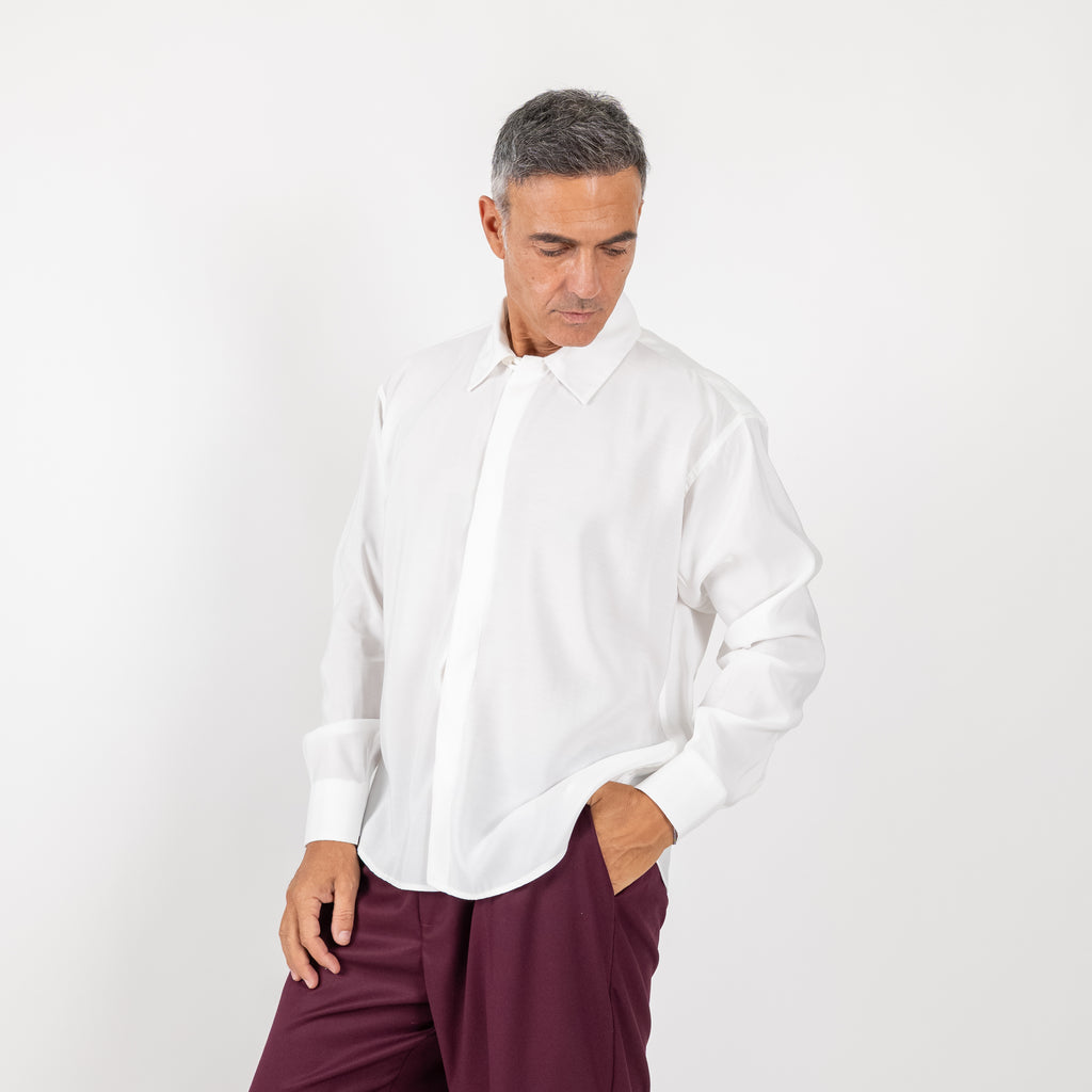 Long Sleeve Viscose Shirt - Black