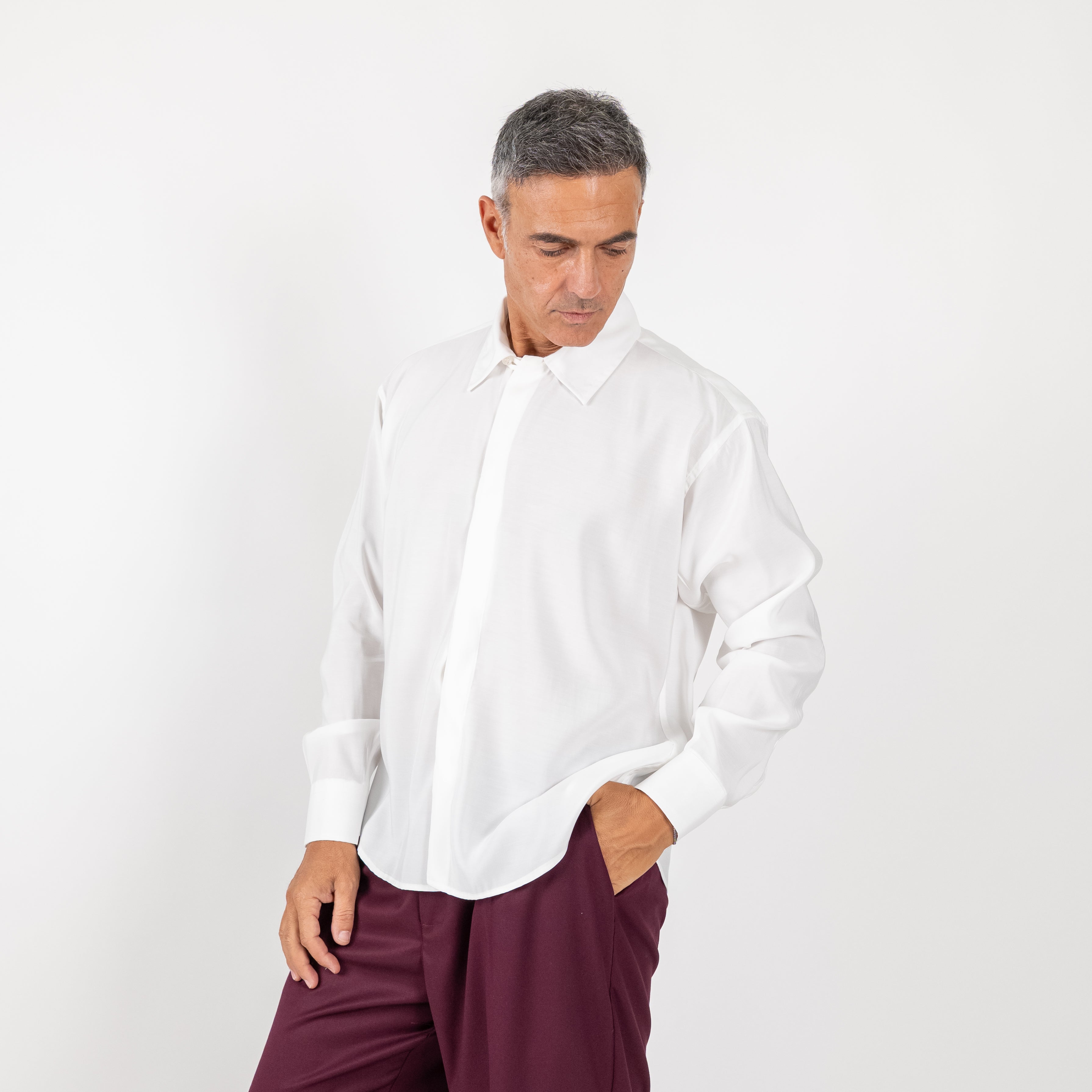 Camisa de viscosa de manga larga - Negro