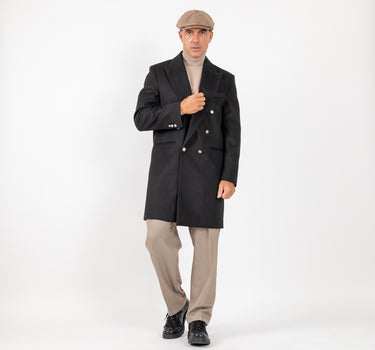 Cappotto lungo doppiopetto bottoni argento - Nero