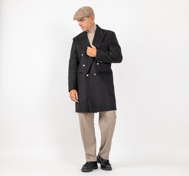 Cappotto lungo doppiopetto bottoni argento - Nero