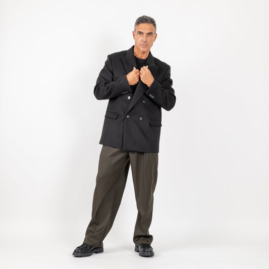 Abrigo corto cruzado extragrande - Negro