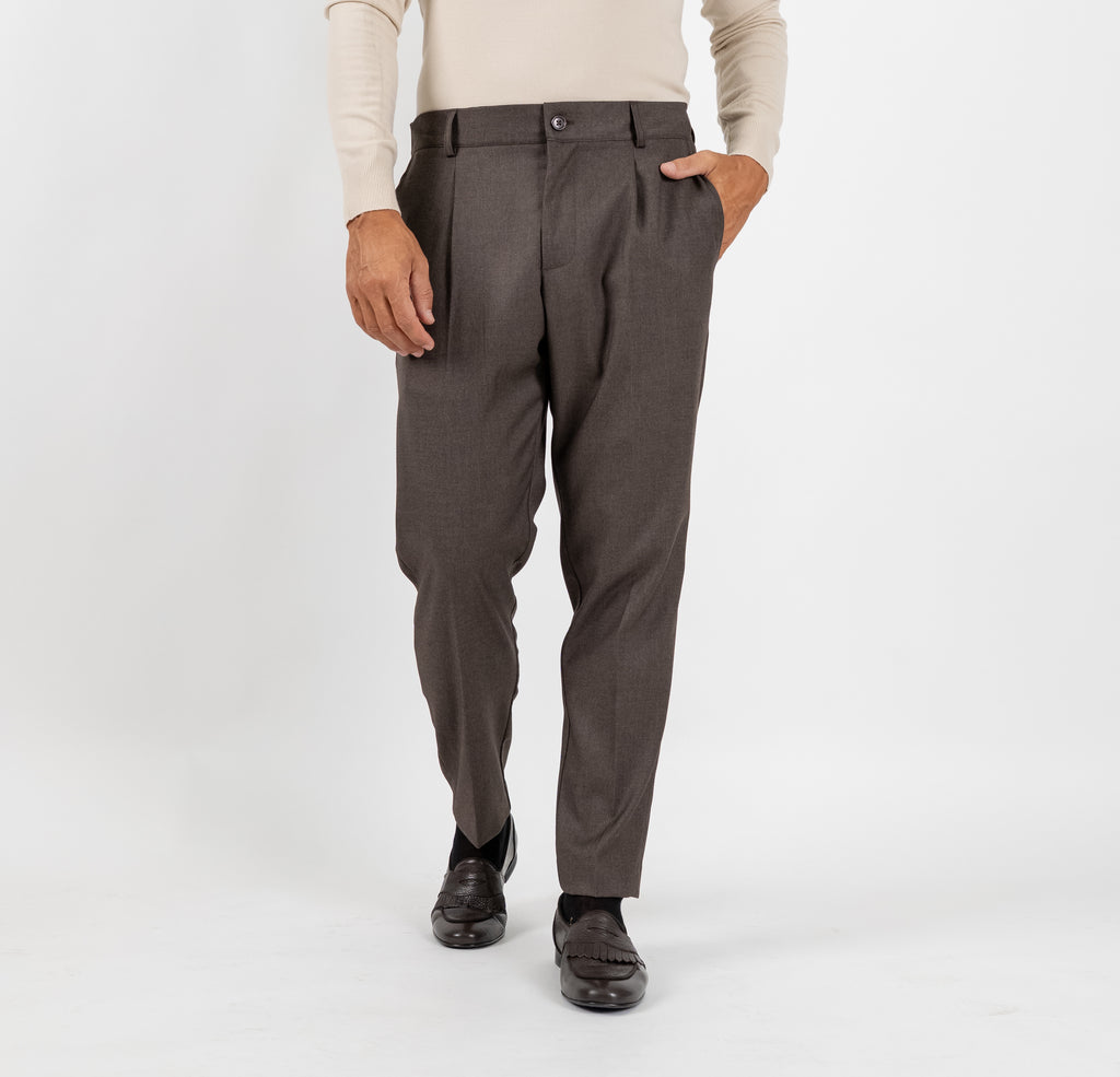 Pantalone Classico con Bottone Centrale e Molla sul Retro - Moro