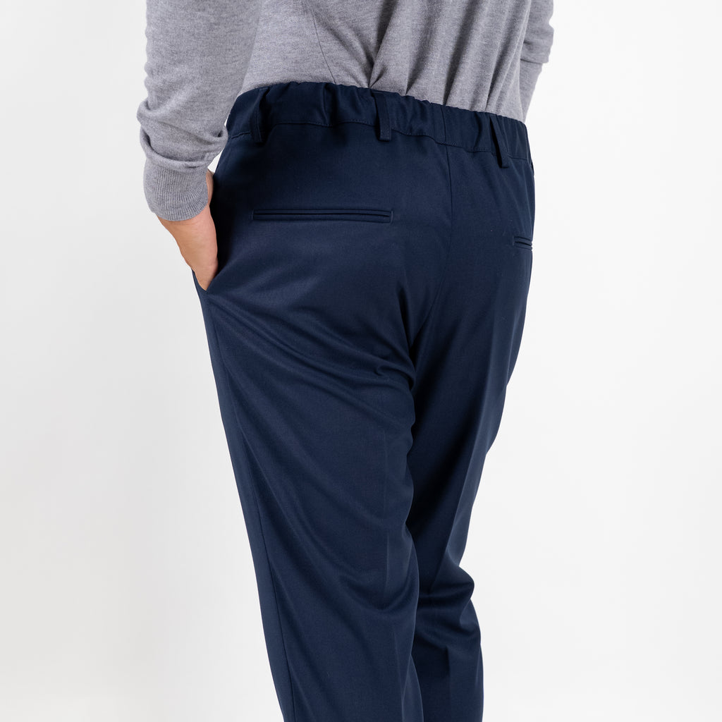 Pantalone Classico con Bottone Centrale e Molla sul Retro - Blu
