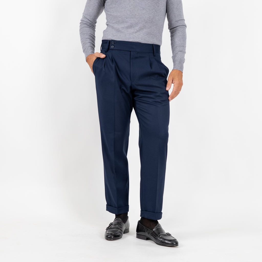 Pantalone Sartoriale con Bustino e Doppia Pinces - Blu