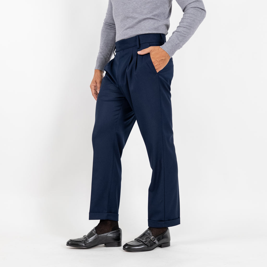 Pantalone Sartoriale con Bustino e Doppia Pinces - Blu