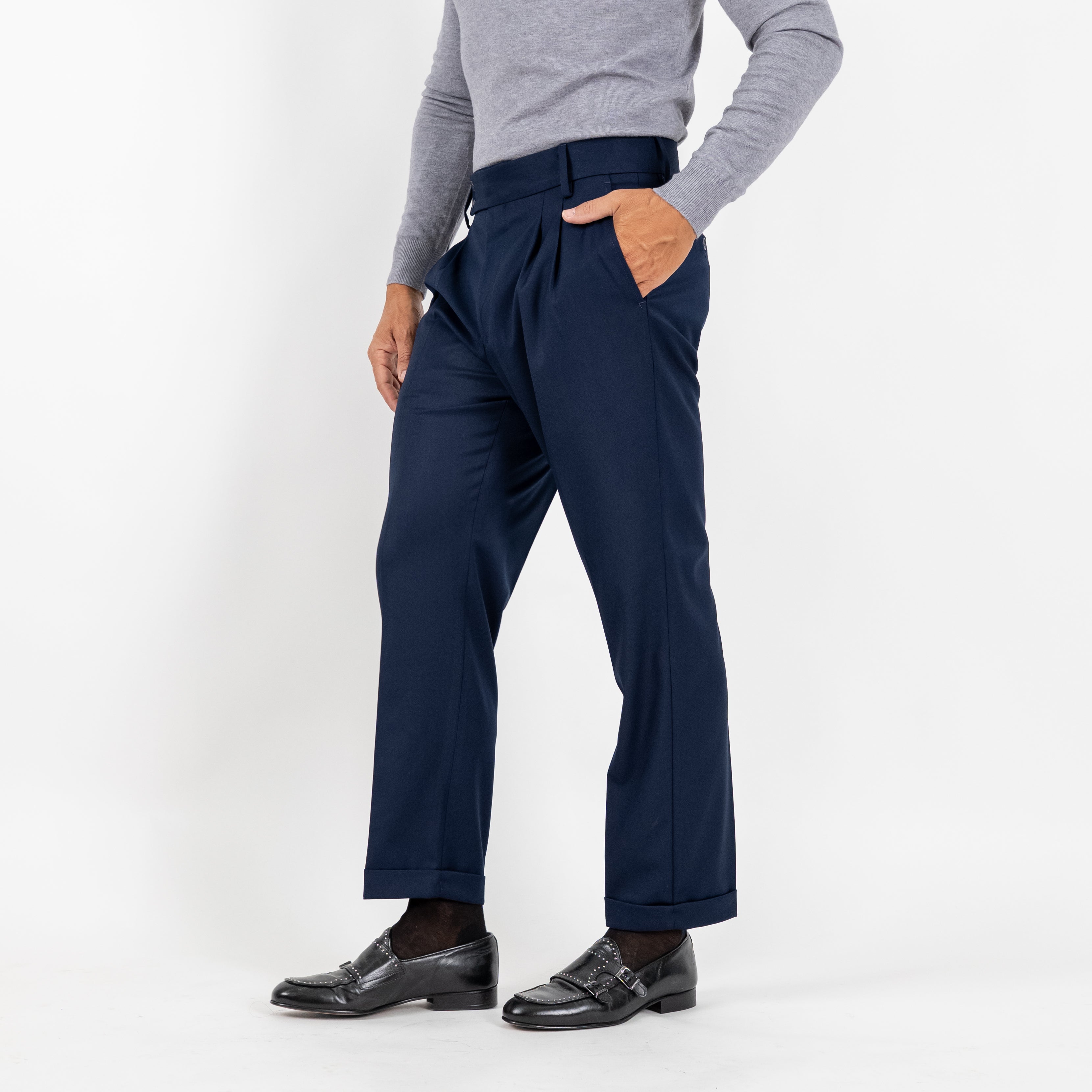 Pantalone Sartoriale con Bustino e Doppia Pinces - Blu
