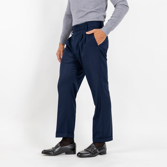Pantalone Sartoriale con Bustino e Doppia Pinces - Blu