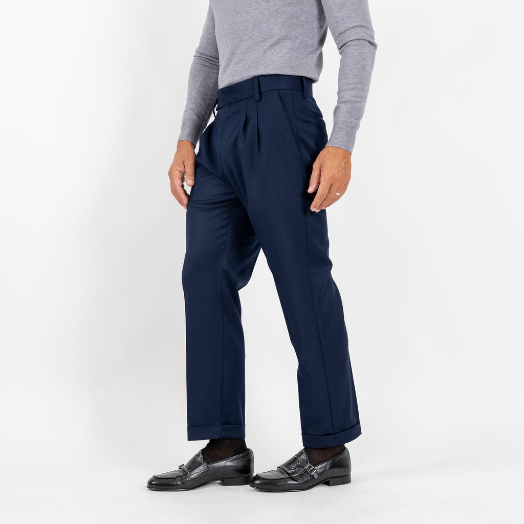 Pantalone Sartoriale con Bustino e Doppia Pinces - Blu