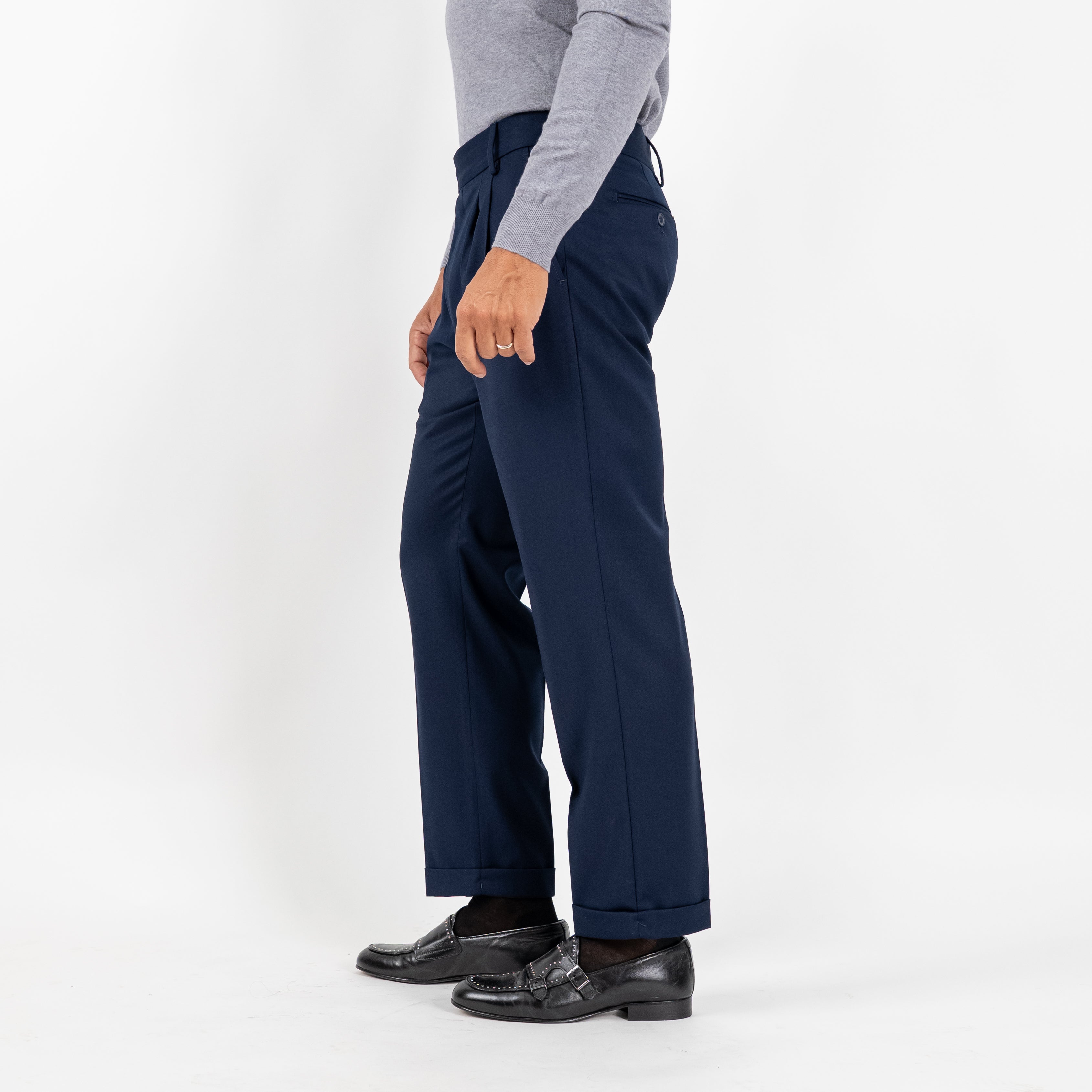 Pantalone Sartoriale con Bustino e Doppia Pinces - Blu