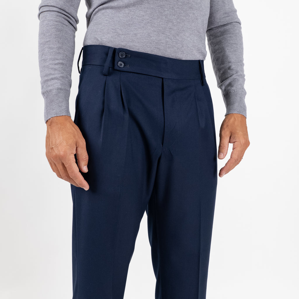 Pantalone Sartoriale con Bustino e Doppia Pinces - Blu